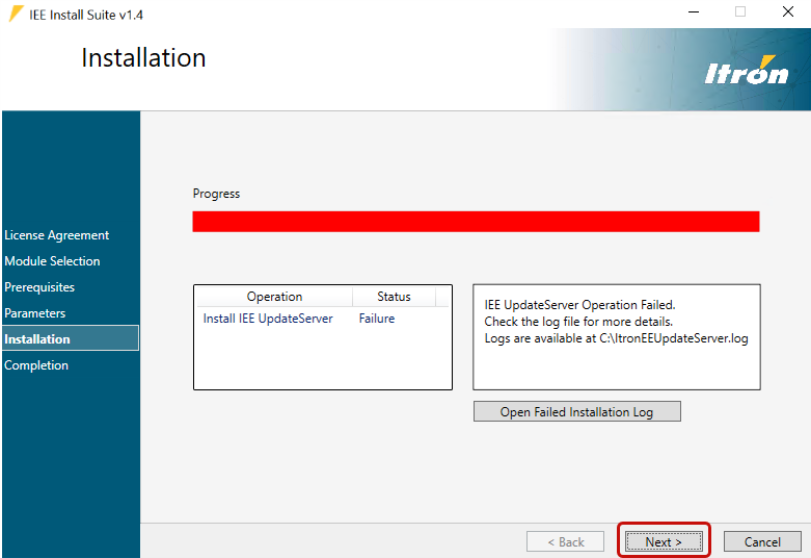 Location of Open Failed Installation Log.